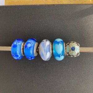 Pandora Blue Murano and enamel beads (5)